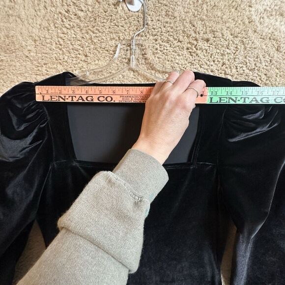 Reformation Lunar Square Neck Puff Sleeve Black Velvet Rebel Chic Mini Dress M - Picture 12 of 16